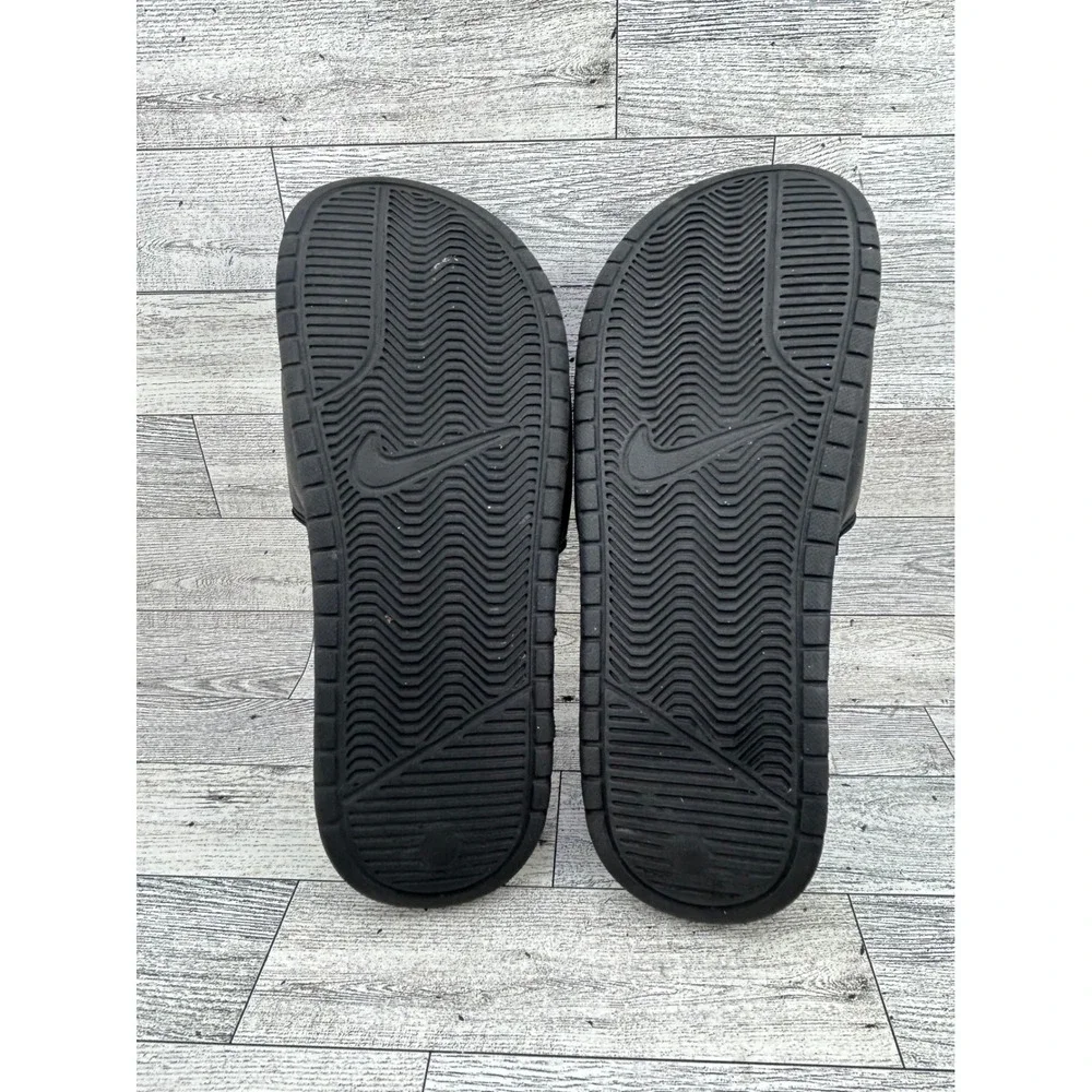 Nike Benassi JDI Black White Swoosh Slide Sandals 343880-011 Men Sz 8